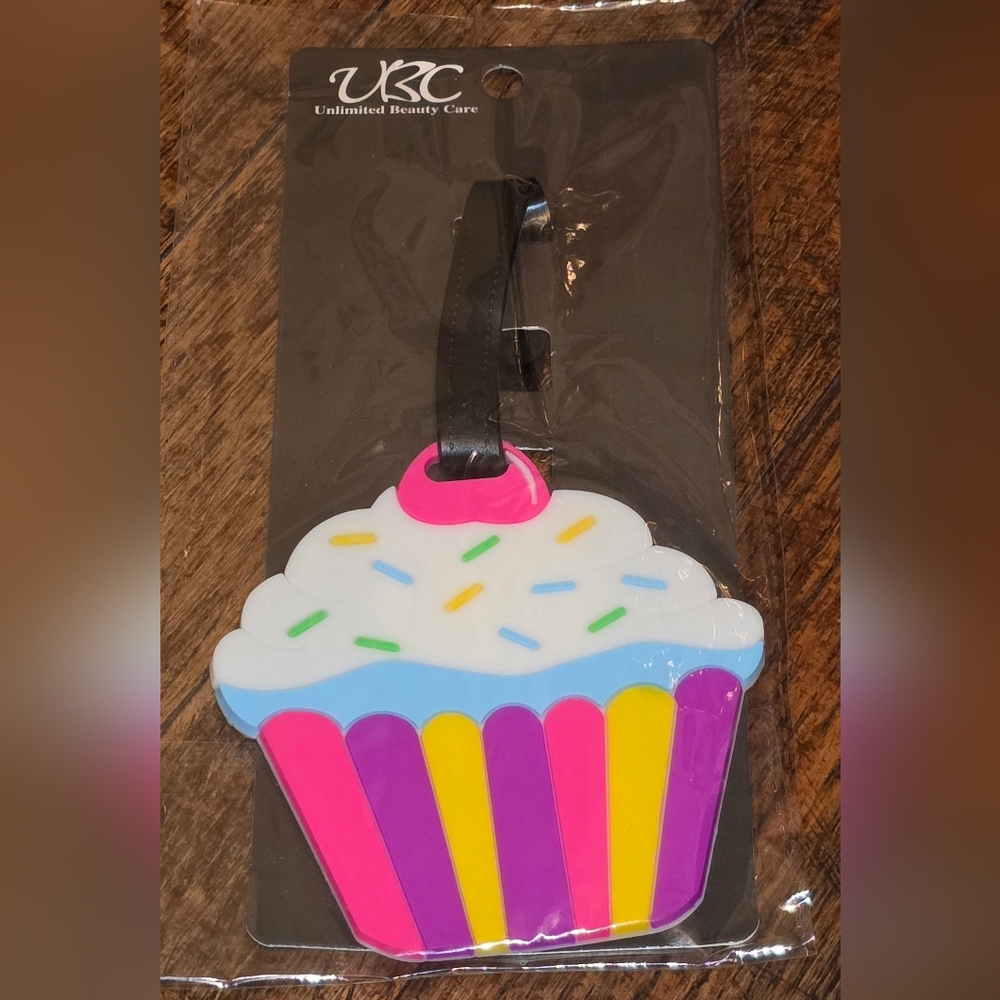 Cupcake Luggage Tag - Bright Pink, Purple, Yellow, Blue